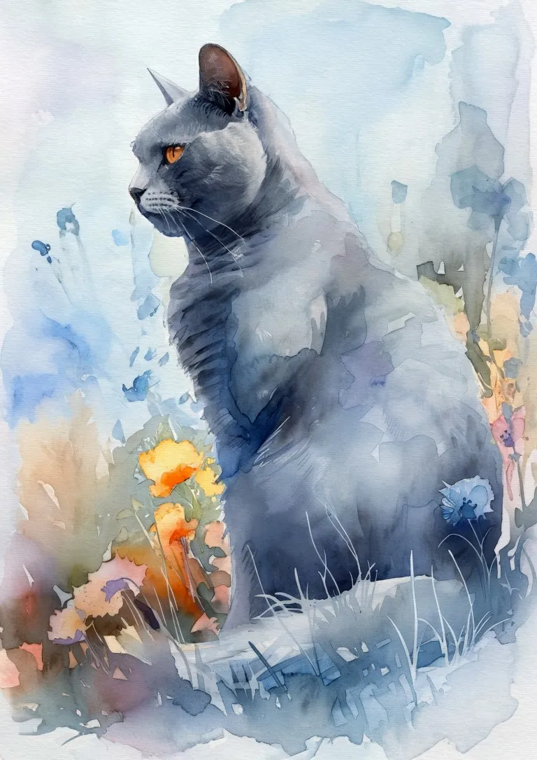 Cat Watercolour Print on Matte Paper | Delicate Feline Wall Art