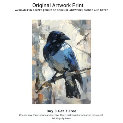 Magpie Winter Print on Matte Paper | British Bird Wall Art