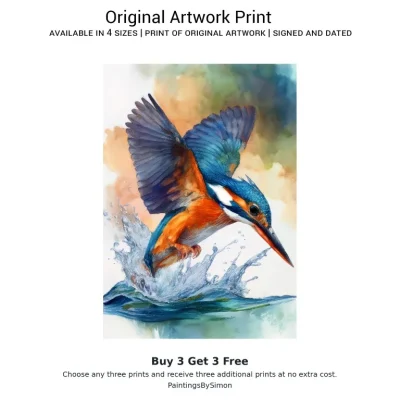Kingfisher Bird Print on Matte Paper | River Wildlife Wall Art