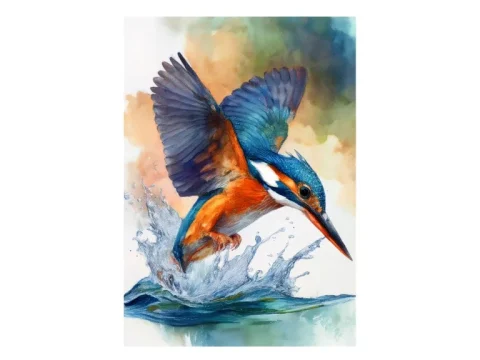 Kingfisher Bird Print on Matte Paper | River Wildlife Wall Art