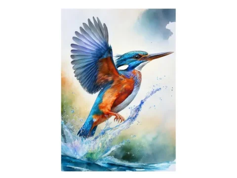 Kingfisher Flying Print on Matte Paper | River Bird Wall Art