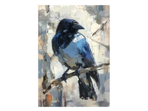 Magpie Winter Print on Matte Paper | British Bird Wall Art