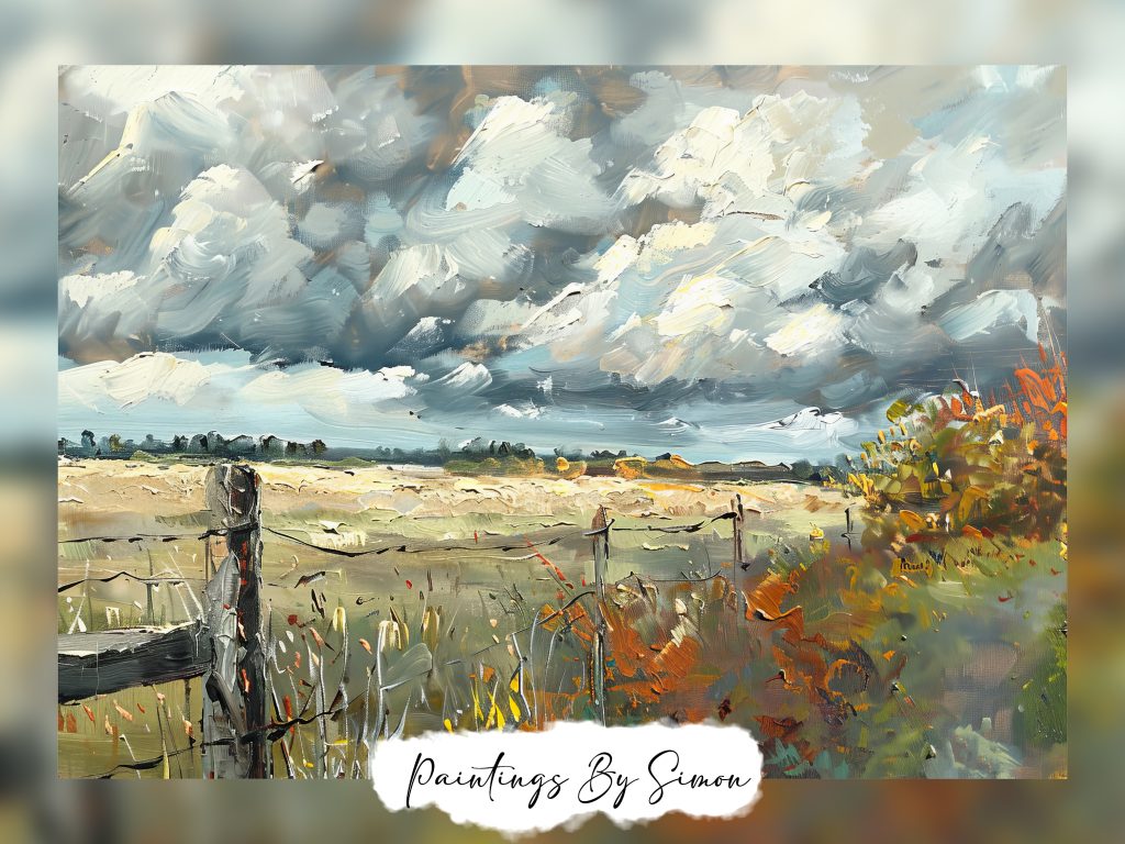Simon Rudd Landscape Rural Landscape Painting: Expansive Fields and Dramatic Skies
