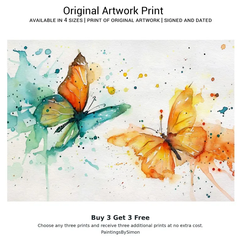 Butterfly Print on Matte Paper | Colourful Nature Wall Art