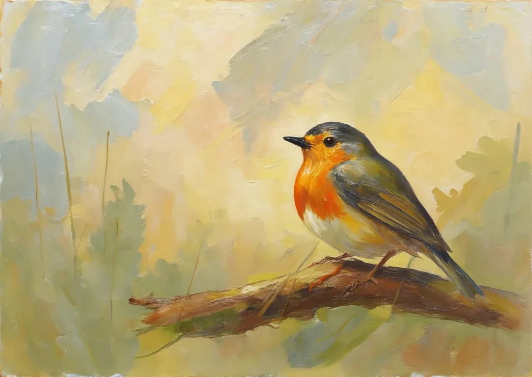 Robin Branch Print on Matte Paper | British Bird Wall Art