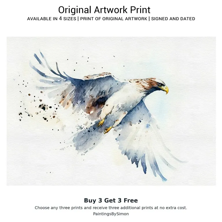 Eagle Flying Print on Matte Paper | Wildlife Bird Wall Art