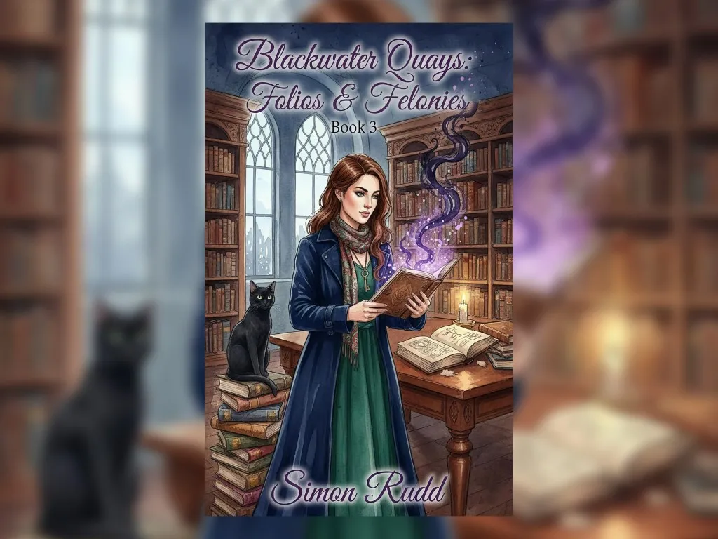 Folios & Felonies : Blackwater Quays Book 3 by Simon Rudd | Bookshop Cozy Mystery